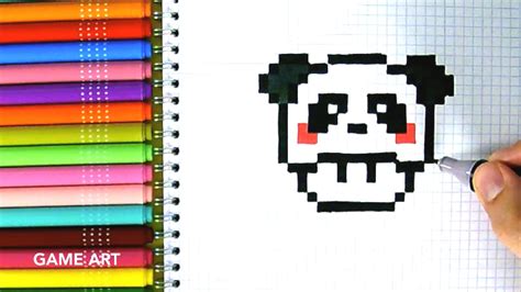 Drawn Pixel Art Cute Panda Pencil And In Color Drawn
