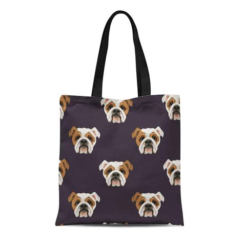 Ashleigh Canvas Tote Bag English Dog Breed Bulldog Pattern French Puppy