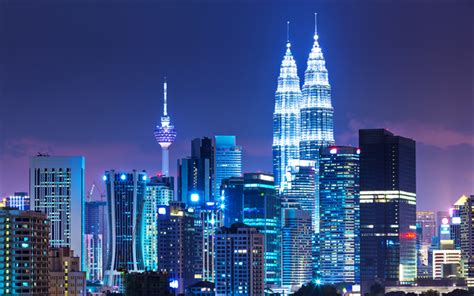 Download Wallpapers Kuala Lumpur Menara Kl 4k Skyscrapers Night