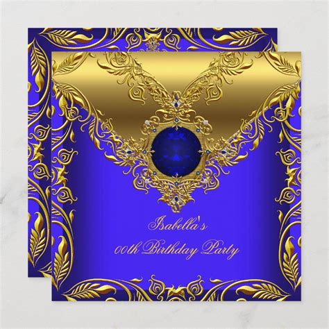 Royal Blue Gold Elegant Elite Birthday Party 2 Invitation Zazzle