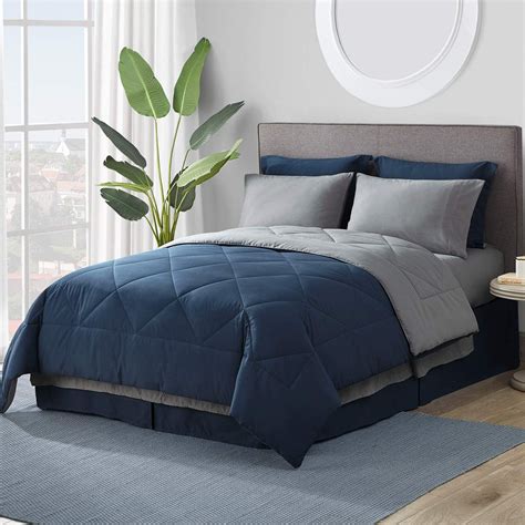 Bedsure Bed In A Bag Comforter Sets Navylight Grey Queen Size