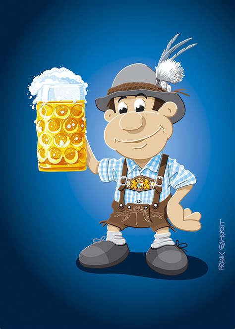 Beer Stein Lederhosen Oktoberfest Cartoon Man Digital Art By Frank