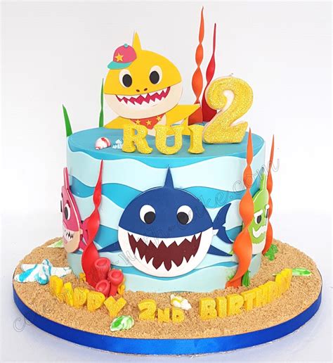Baby shark themed birthday i am one/two/three bunting / garland birthday decor for boy/girl for any age. Celebrate with Cake!: Baby Shark Single Tier | Shark ...