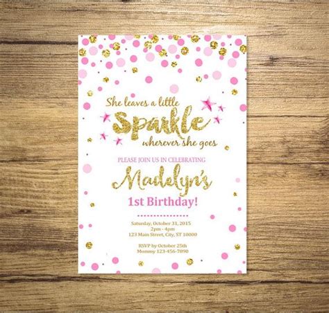 Sparkle Party Invitation Printable Pink And Gold Sprinkles Etsy