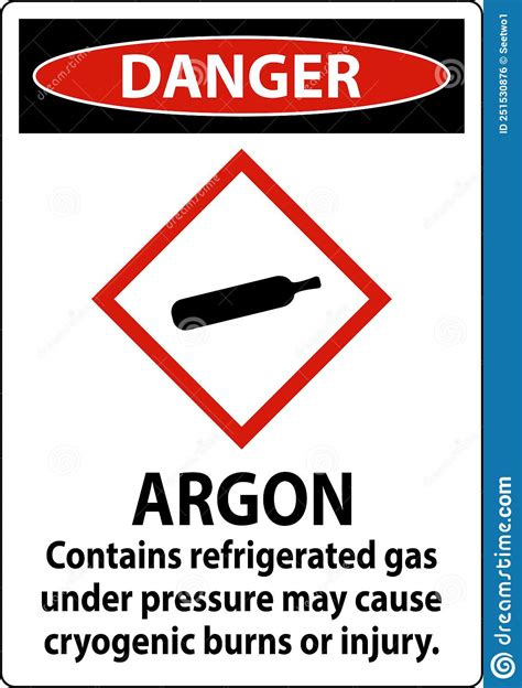 Danger Argon Ghs Sign On White Background Stock Vector Illustration