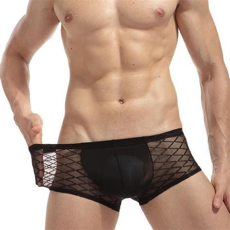 ¡conoce las ofertas en la tienda online de massana! Acheter Hommes Transparent Black Mesh Grid Sexy Sous ...
