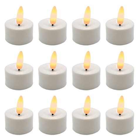Lumabase Battery Operated 3d Wick Led Tea Lights White Set Of 12