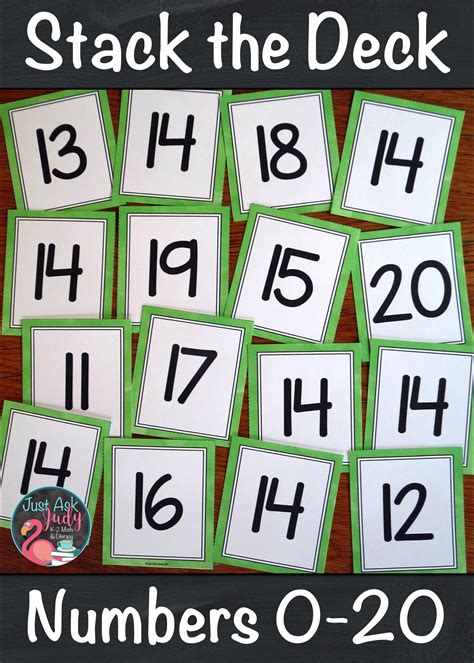 Number Recognition 0 20 Stack The Deck A Flashcard Activity Numbers