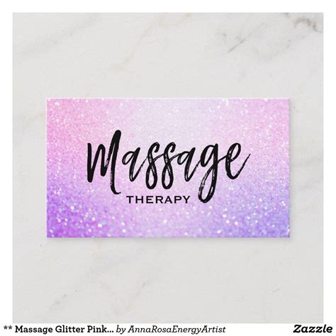 Massage Glitter Pink Lavender Gradient Sparkle Business Card Glitter Pin Glitter Makeup