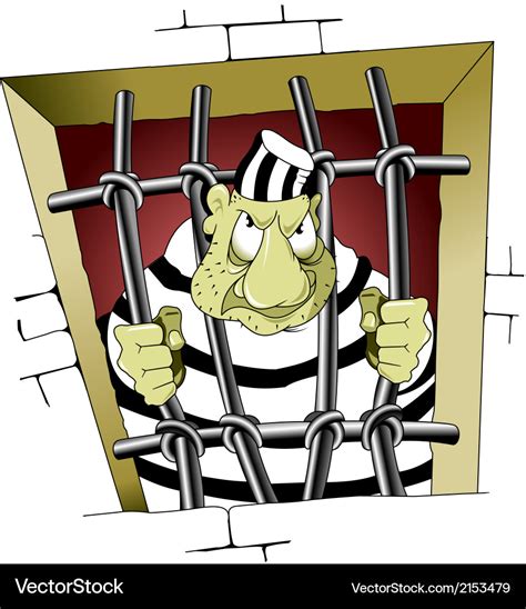 Prisoner Behind Bars Cartoon Royalty Free Vector Image