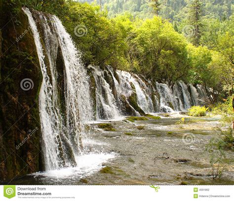 Waterfall In Jiuzaigou Stock Photo Image Of Waterfall 4591862