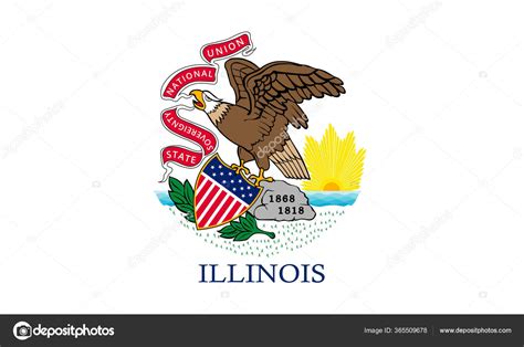 Flag Illinois State Vector Illustration Coat Arms Illinois State White