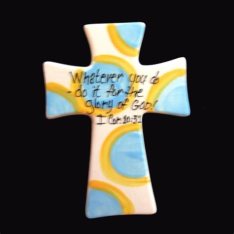Childrens Hand Painted Ceramic Cross Great Baptism Etsy