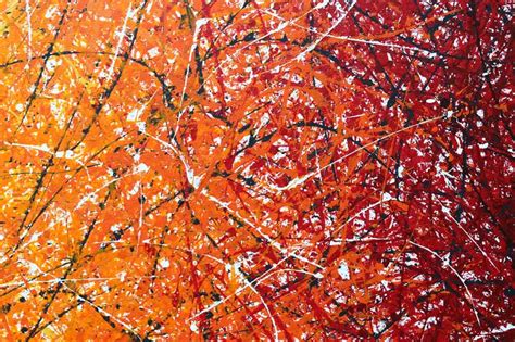 Autumn Colours Large Orange And Red Jackson Pollock Abstract Painting