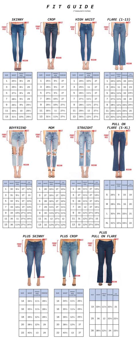 Stacked Jeans Size Chart