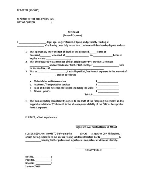 Funeral Expense Claim Form Image To U