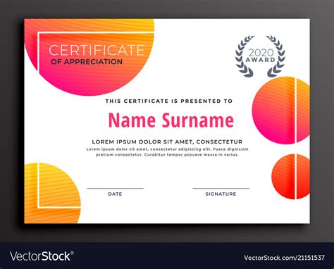Modern Colorful Certificate Template Design Vector Image