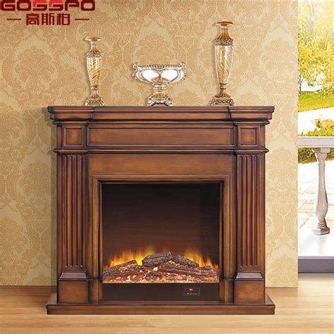China European Style Antique Carved Solid Wood Fireplace