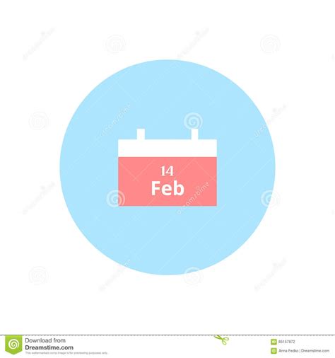 Valentines Day Flat Calendar Icon 14 February Stock Illustration