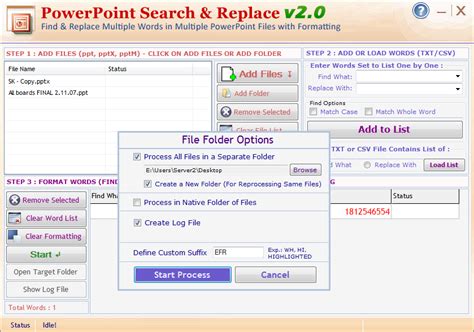 Powerpoint Search And Replace Main Window Technocom Powerpoint Search