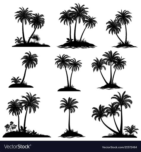 Islands With Palm Trees Silhouette Royalty Free Vector Image