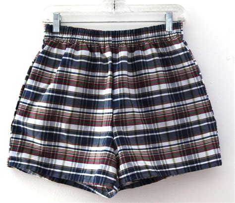 Vintage 50s Swim Trunks Shorts Mens Plaid Campus