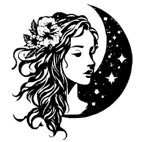 Svg File Woman In The Crescent Moon For Cricut Silhouette