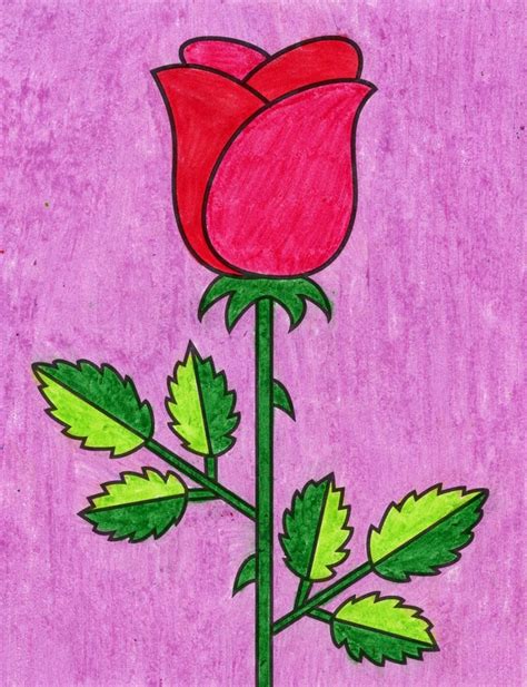 Easy How To Draw A Rose Tutorial Video And Rose Coloring Page Flower