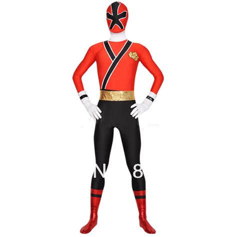 Power Rangers Costume Red Adult Samurai Cosplay Halloween Costumes For