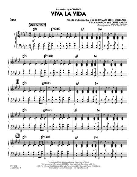 Viva La Vida Piano By Chris Martin Guy Berryman Jon Buckland And