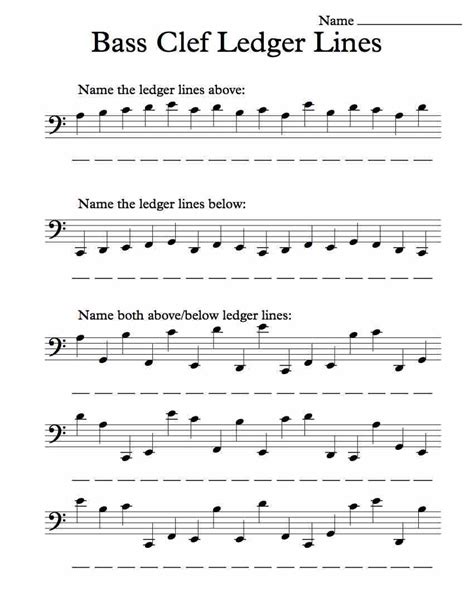 Want to know how to read piano notes? Bass Clef Ledger Lines - Worksheet | Music theory worksheets, Music worksheets, Teaching music