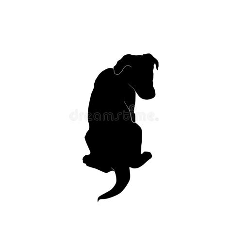 Cute Sitting Puppy From Behind Silhouette Stock Illustration