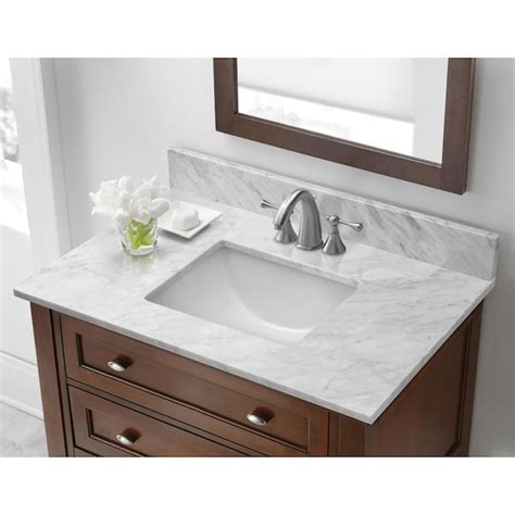 Marcraft Essential 31 In Carrara Natural Marble Single Sink Bathroom Vanity Top In The Bathroom