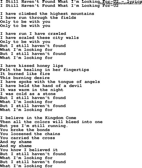 Love Song Lyrics Fori Still Havent Found What Im Looking For U2