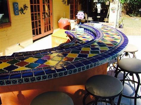 Bar Set Up For Outdoor Entertaining And Awesome Mexican Tile Barter