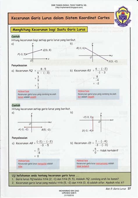 Smk raja perempuan,ipoh modul cemerlang 2008/2009 mata pelajaran : Nota matematik tingkatan 4