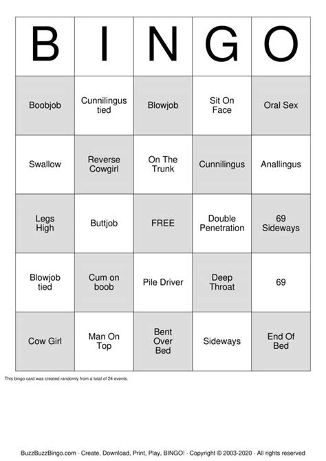 Sex Positions Bingo Cards To Download Print And Customize