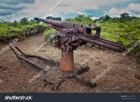 Japanese Antiaircraft Gun Left Over World Stock Photo 137275778