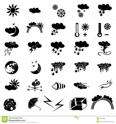 Weather Black Icons Stock Vector Illustration Of Storm 37516865