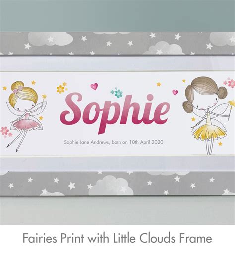 Fairy Baby Name Print And Name Frame With Fairy Design Nursery Decor