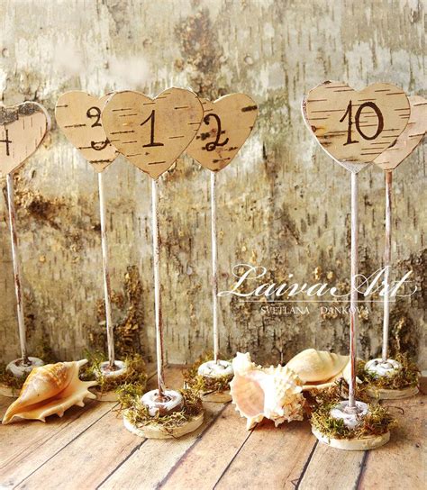 Rustic Wedding Table Numbers Centerpiece Wood Birch Wedding #2498613
