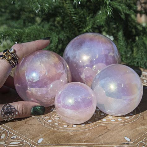Angel Aura Rose Quartz Sphere For Angelic Connection And Heart Healing
