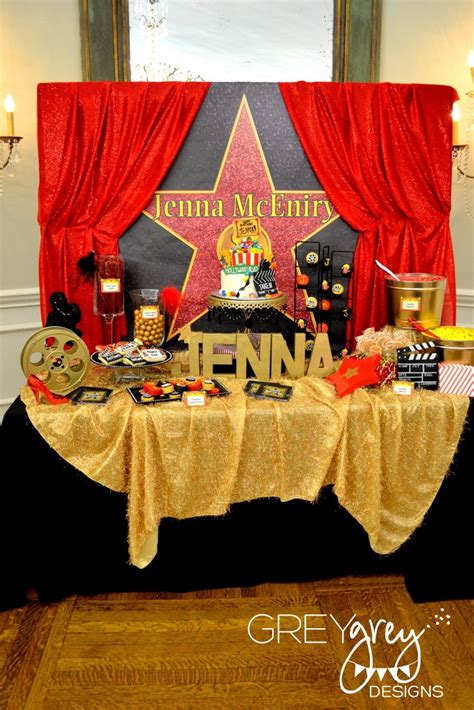 Shown here for a hollywood themed party topped with a foil hollywood balloon and 3 rich pearl black balloons to finish off the decoration. Hollywood Glamour Birthday Party