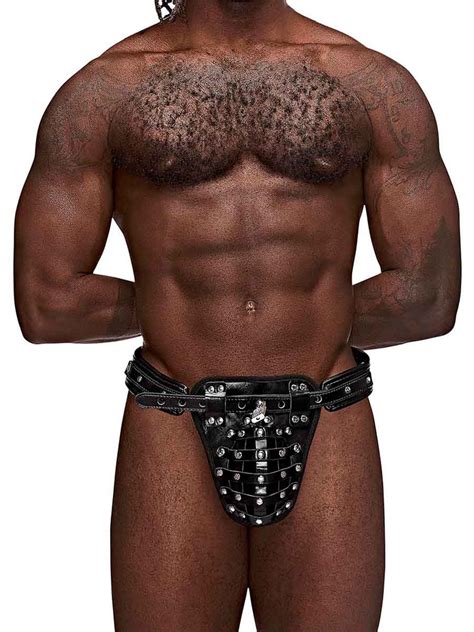 Faux Leather Mens Chastity Thong Taurus By Male Power