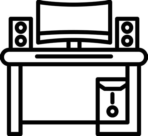Gaming Setup Vector Line Icon 9283668 Vector Art At Vecteezy