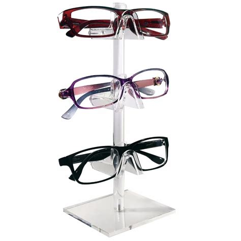Countertop Acrylic Eyeglasses Holder Sunglass Stand Display Shelf 3 Frame Riser Frames Display