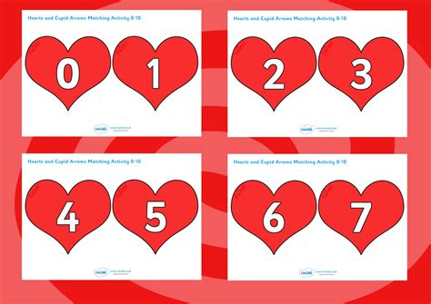 Free Printable 0 10 Numbers On Hearts School Maths Fun Match