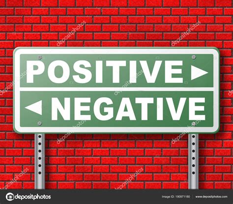 Positive Negative Road Sign Brick Wall Background Stock Photo By