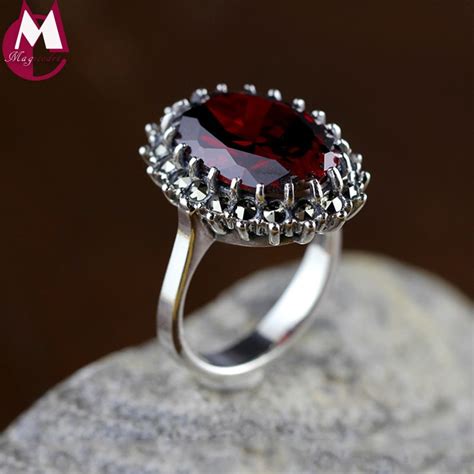 Buy Natural Red Garnet Gemstone Rings For Women 925