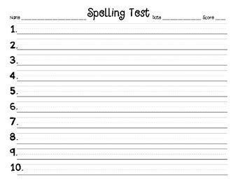This version of the free lined notebook paper template has a red vertical line like standard notebook paper to provide a left margin for writing. Spelling Test Paper for Sentence Dictation- 3 versions to ...